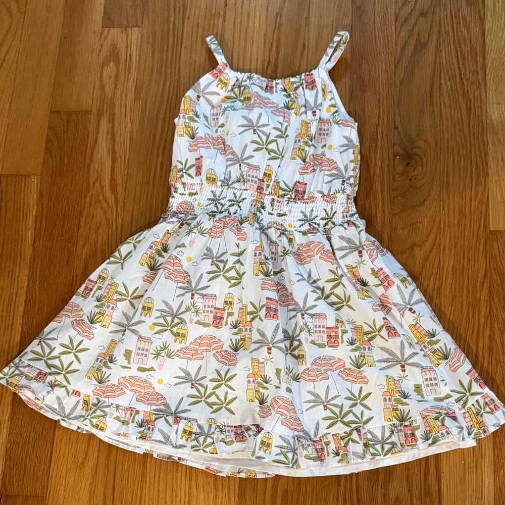 Janie and Jack White Dress with Orange and Green Print